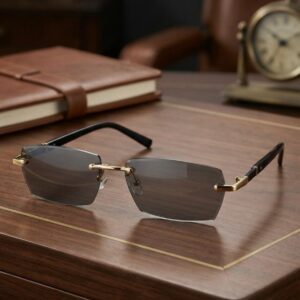 Classic Smoky Grey Gradient Rimless Sunglasses