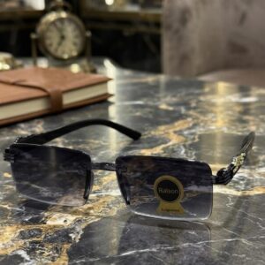Ralson Black Gradient Rectangular Rimless Sunglasses